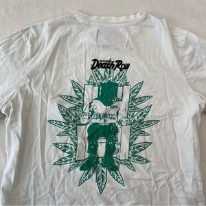 Death Row Records x Shoe Palace T-Shirt Mens Sz M White Green Leaf Urban Y2K